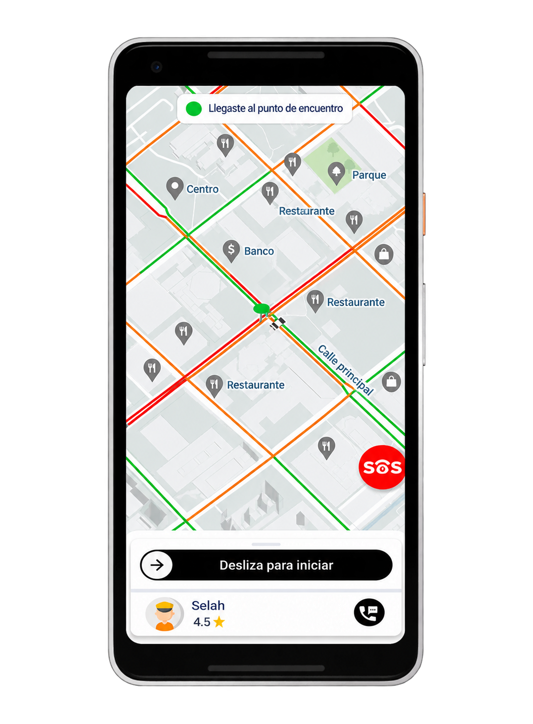 Vista ilustrativa de la aplicación para conductores
